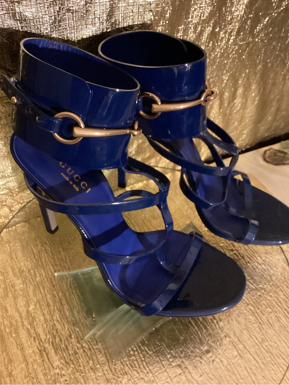 Gucci Blue Strappy High Heel Sandals - Picture 4 of 7